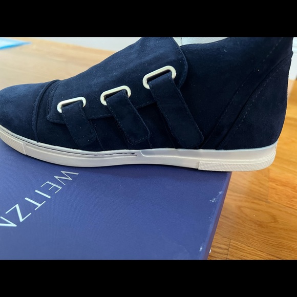 NEW!!!  Stuart Weiztman Blue Suede Speedwalk Sneakers - Picture 5 of 7